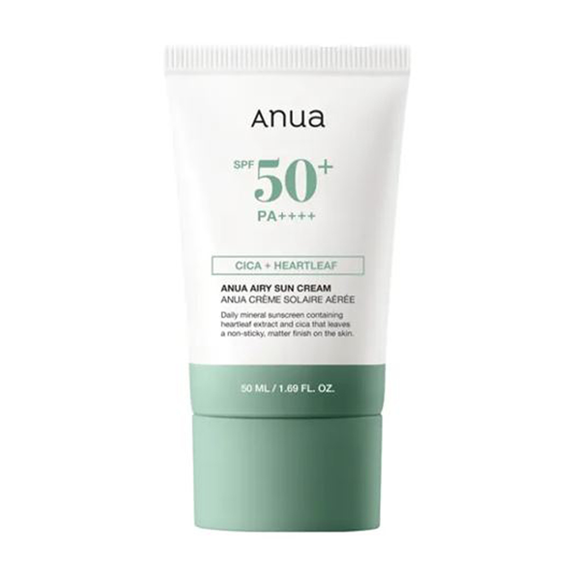 ضد آفتاب آنوا مدل Airy Sun Cream Cica + Heartleaf با SPF50+ مناسب همه انواع پوست ۵۰ میلی لیتر