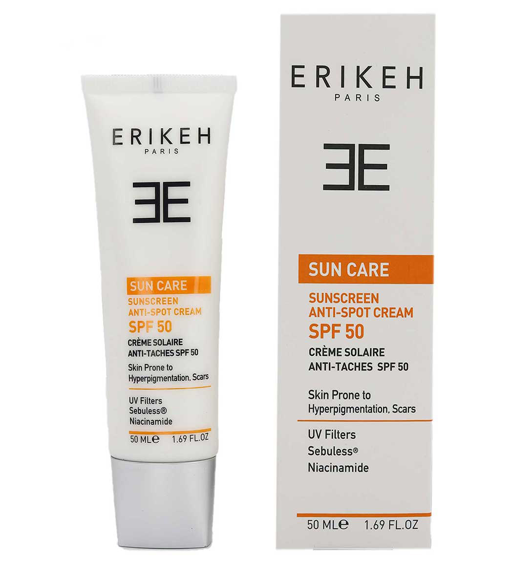 کرم ضد آفتاب اریکه مدل Anti Spot SPF 50 بی رنگ ۵۰ میلی لیتر