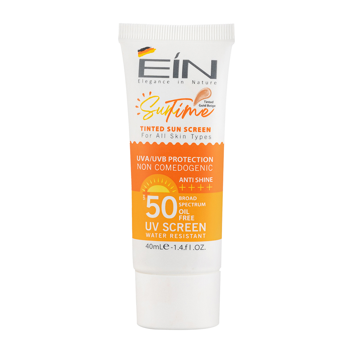 کرم ضد آفتاب ای آی ان مدل Gold Beige با SPF50 مناسب انواع پوست ۴۰ میلی لیتر